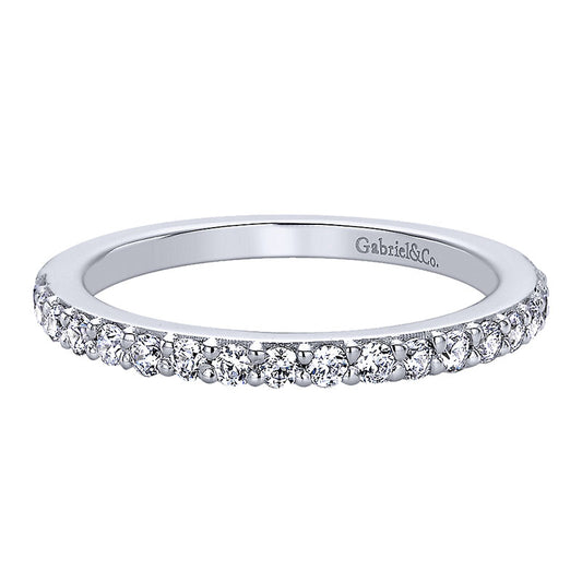 Wedding Band 14k White Gold Diamond Straight