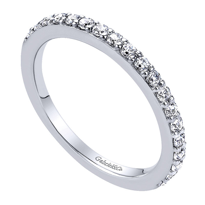 Wedding Band 14k White Gold Diamond Straight