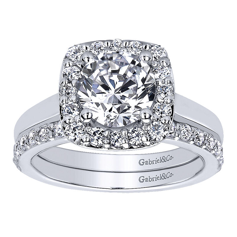 Wedding Band 14k White Gold Diamond Straight