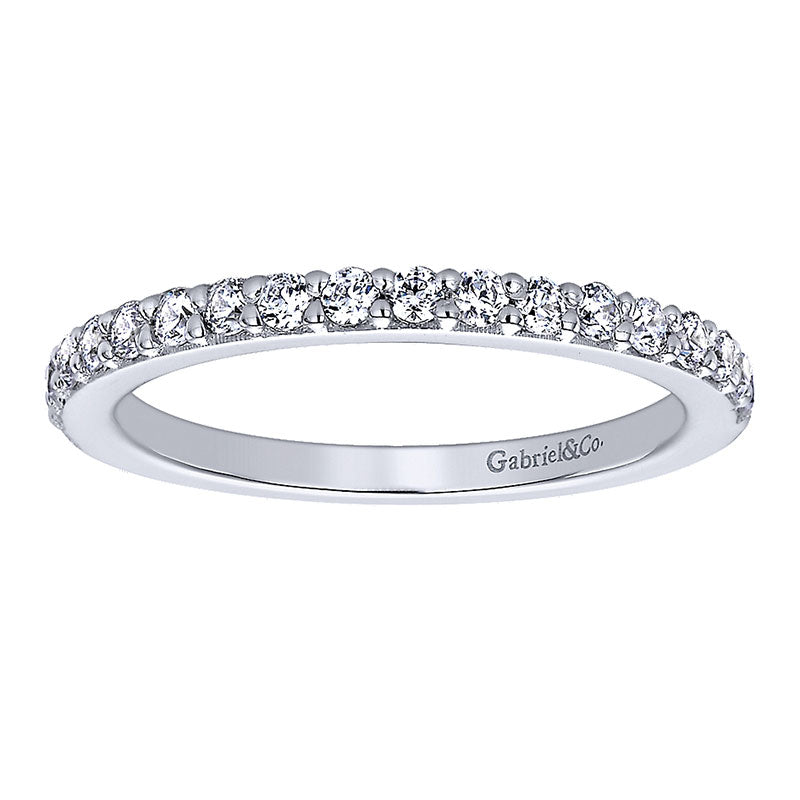 Wedding Band 14k White Gold Diamond Straight