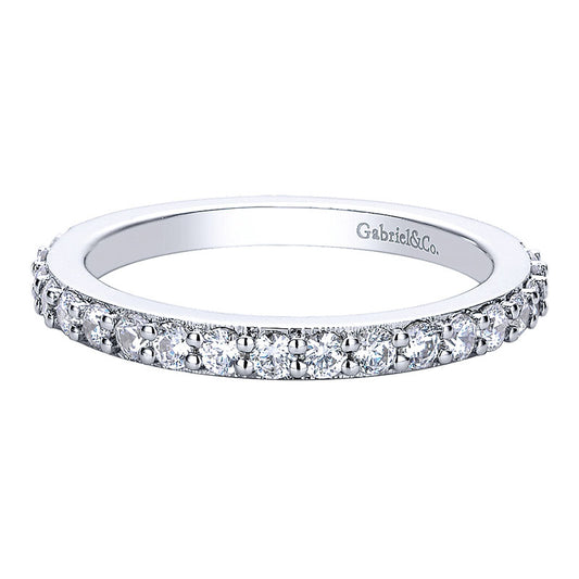Wedding Band 14k White Gold Diamond Straight