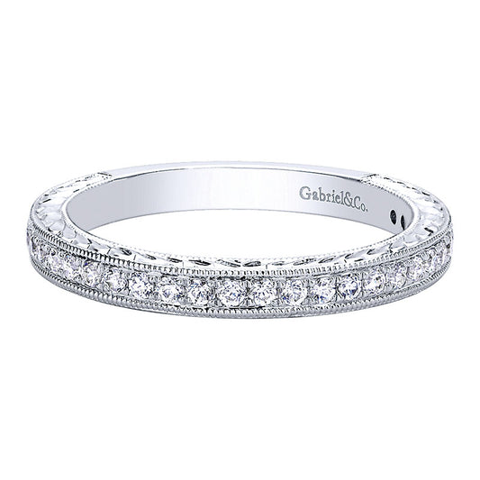 Wedding Band 14k White Gold Diamond Straight