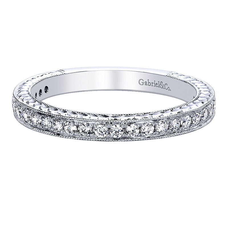 Wedding Band 14k White Gold Diamond Straight