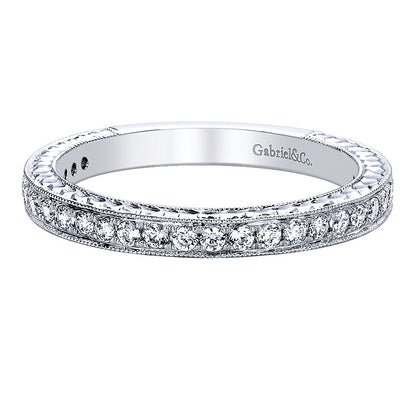 Wedding Band 14k White Gold Diamond Straight