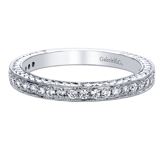 Wedding Band 14k White Gold Diamond Straight