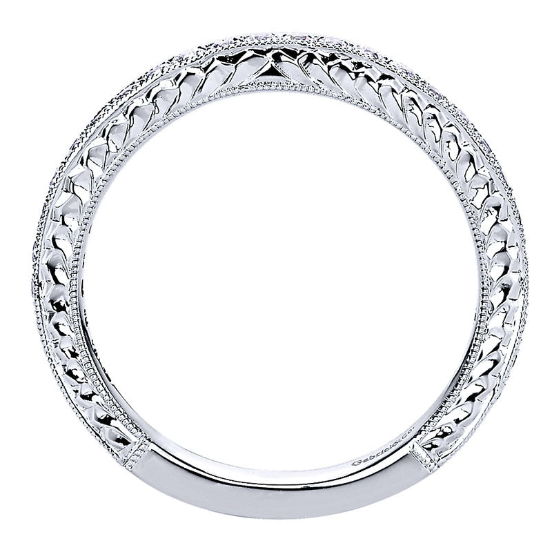 Wedding Band 14k White Gold Diamond Straight