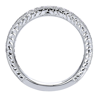 Wedding Band 14k White Gold Diamond Straight