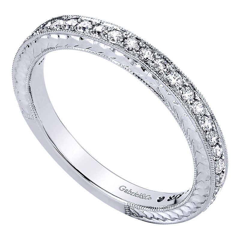 Wedding Band 14k White Gold Diamond Straight