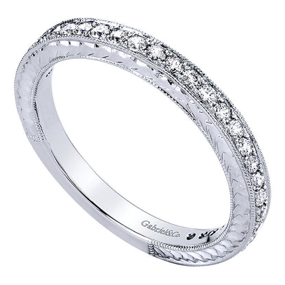 Wedding Band 14k White Gold Diamond Straight