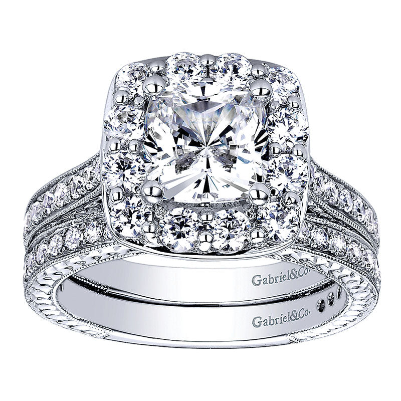 Wedding Band 14k White Gold Diamond Straight