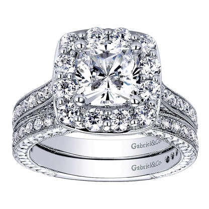 Wedding Band 14k White Gold Diamond Straight