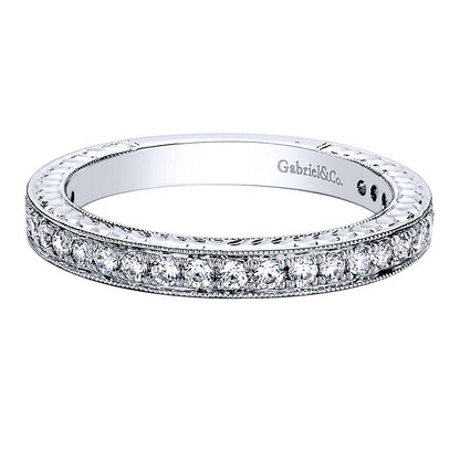 Wedding Band 14k White Gold Diamond Straight