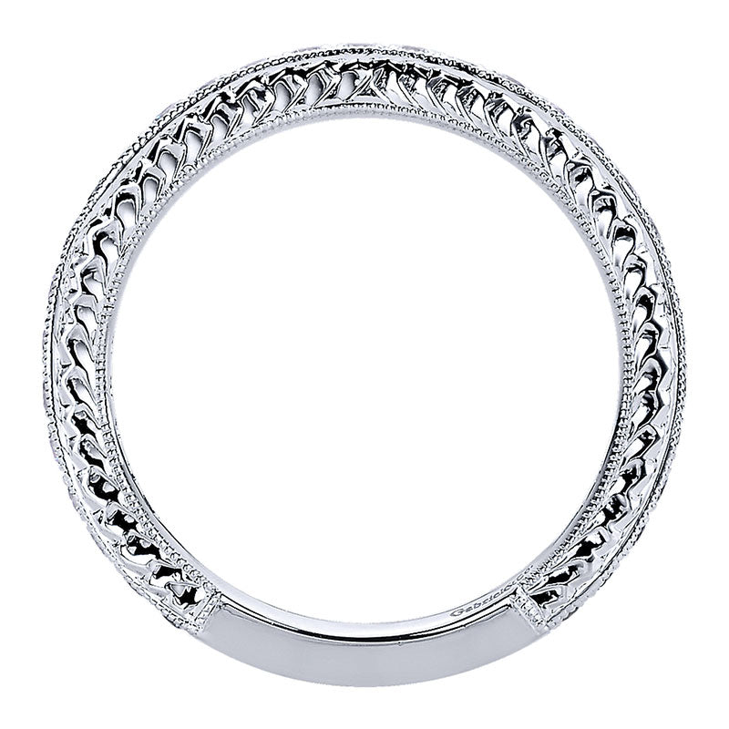 Wedding Band 14k White Gold Diamond Straight