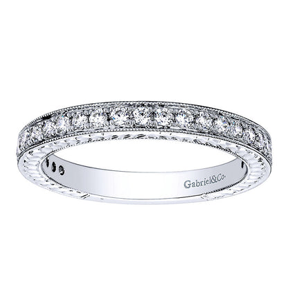 Wedding Band 14k White Gold Diamond Straight