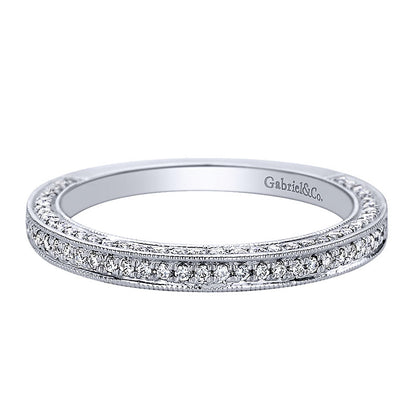 Wedding Band 14k White Gold Diamond Straight