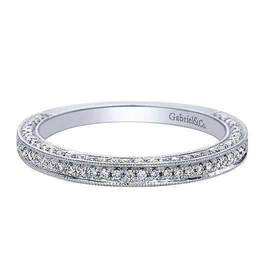 Wedding Band 14k White Gold Diamond Straight