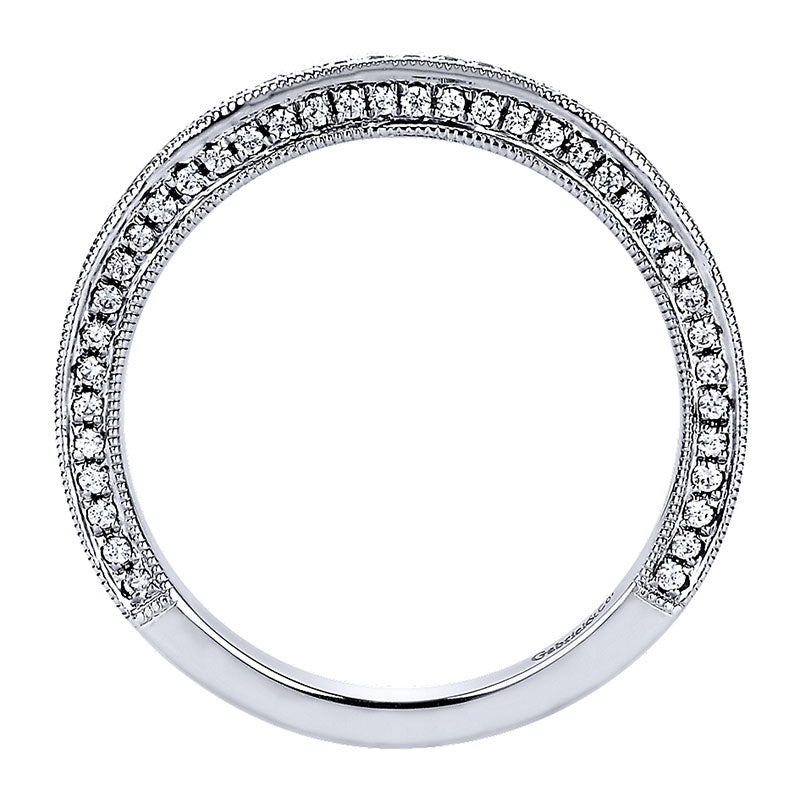 Wedding Band 14k White Gold Diamond Straight