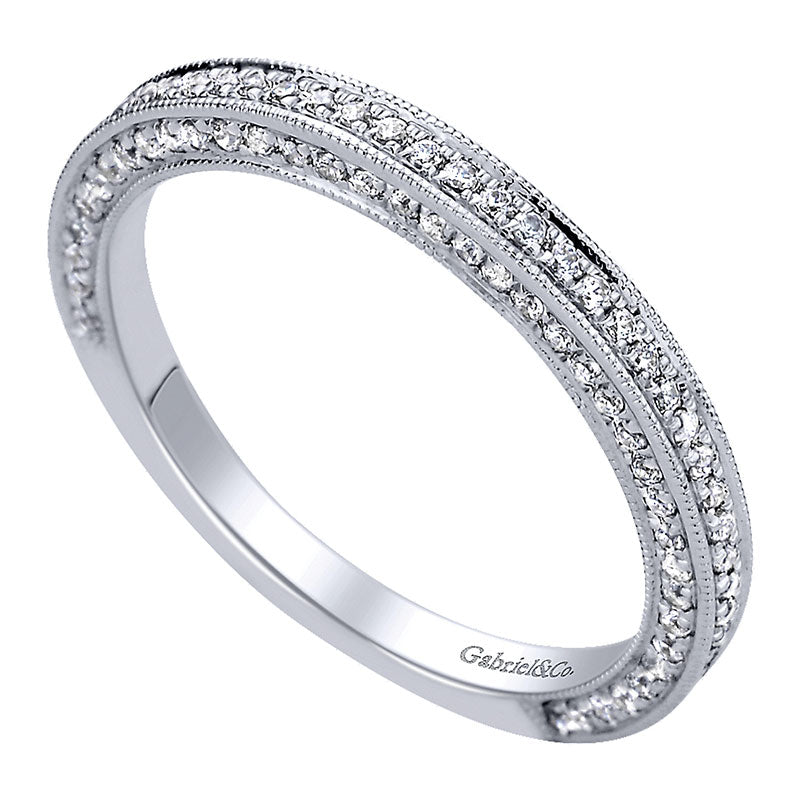 Wedding Band 14k White Gold Diamond Straight