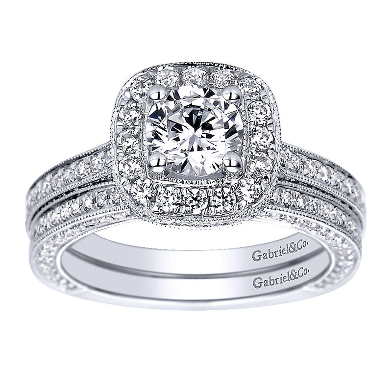 Wedding Band 14k White Gold Diamond Straight