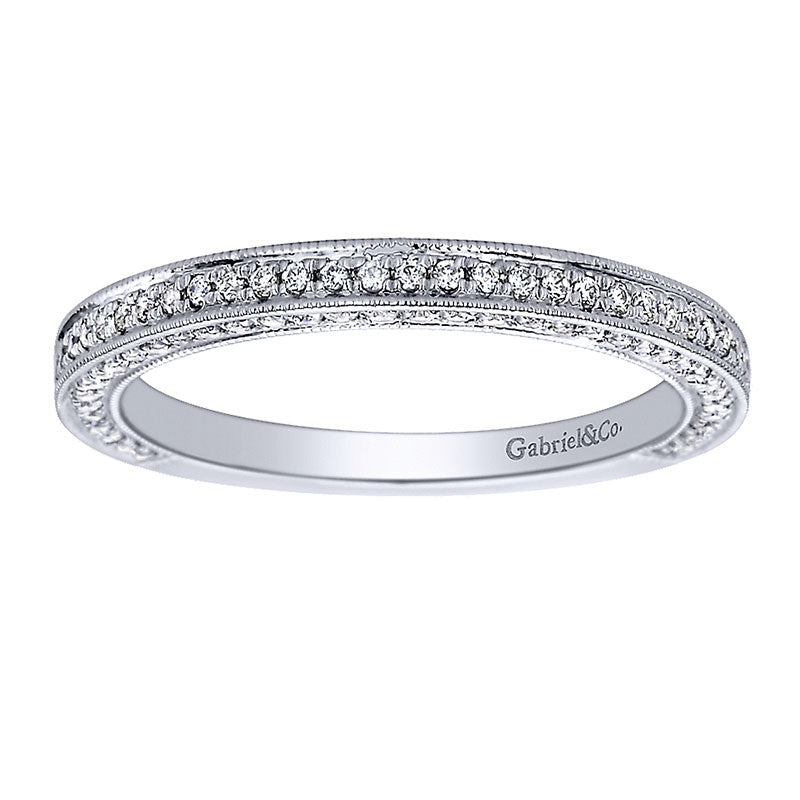 Wedding Band 14k White Gold Diamond Straight