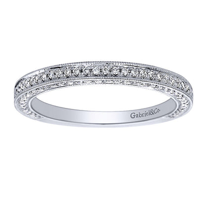 Wedding Band 14k White Gold Diamond Straight