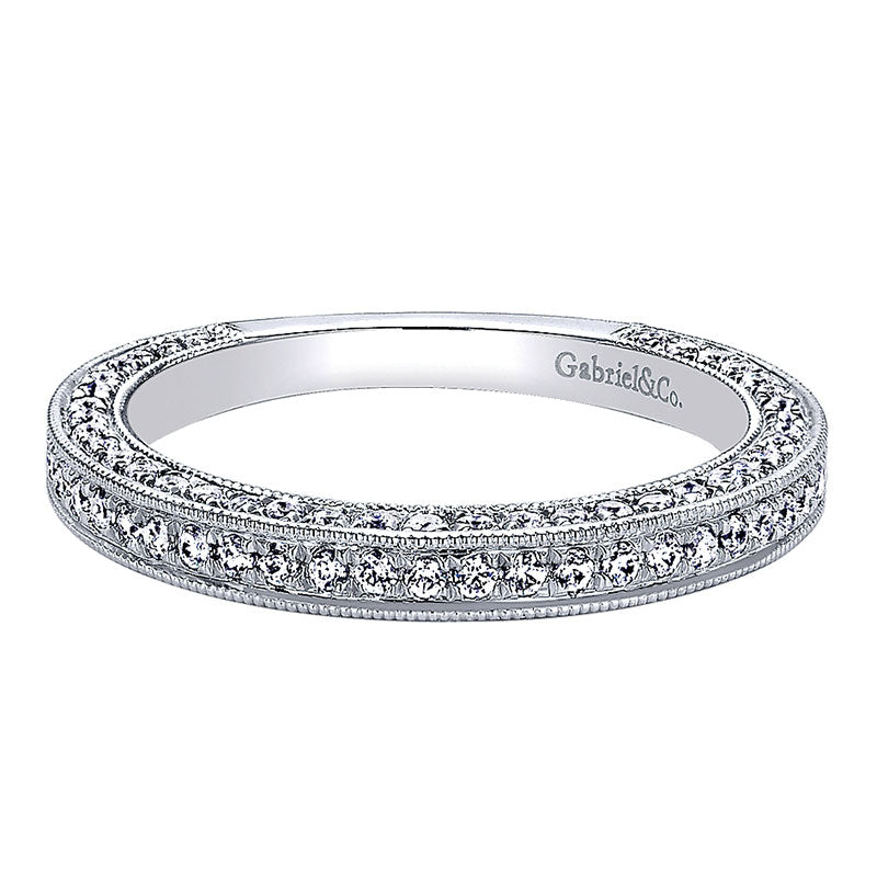 Wedding Band 14k White Gold Diamond Straight