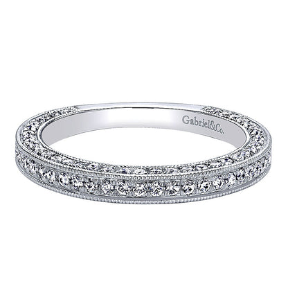 Wedding Band 14k White Gold Diamond Straight
