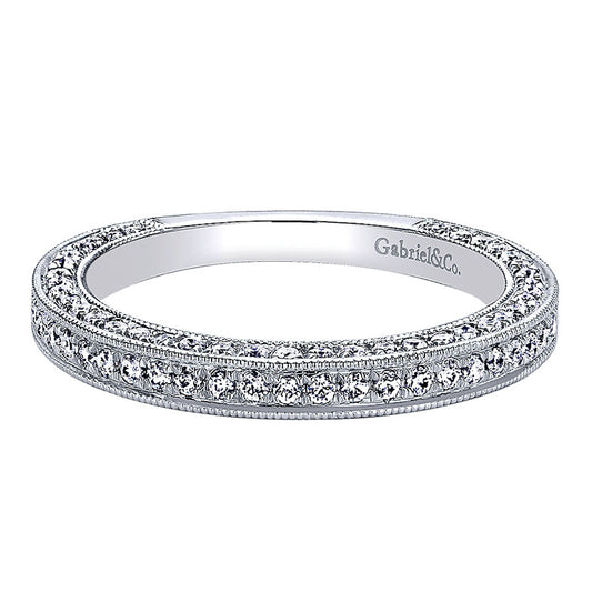 Wedding Band 14k White Gold Diamond Straight