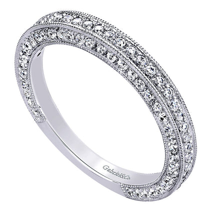 Wedding Band 14k White Gold Diamond Straight