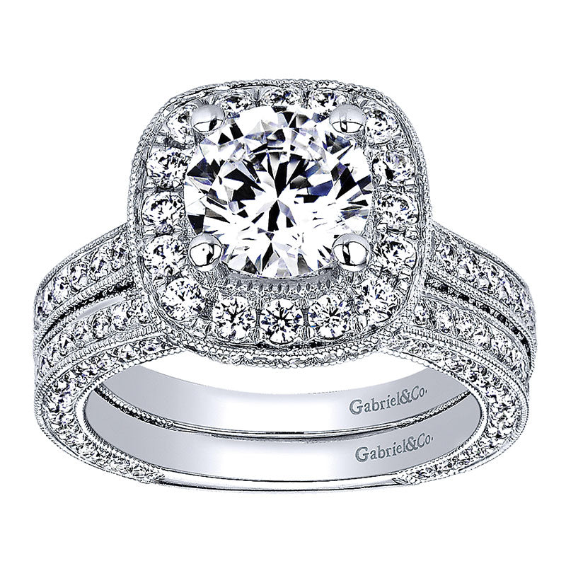Wedding Band 14k White Gold Diamond Straight