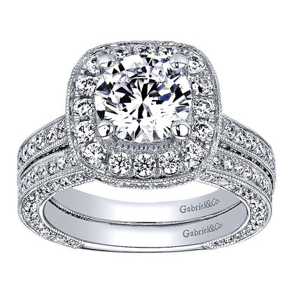 Wedding Band 14k White Gold Diamond Straight