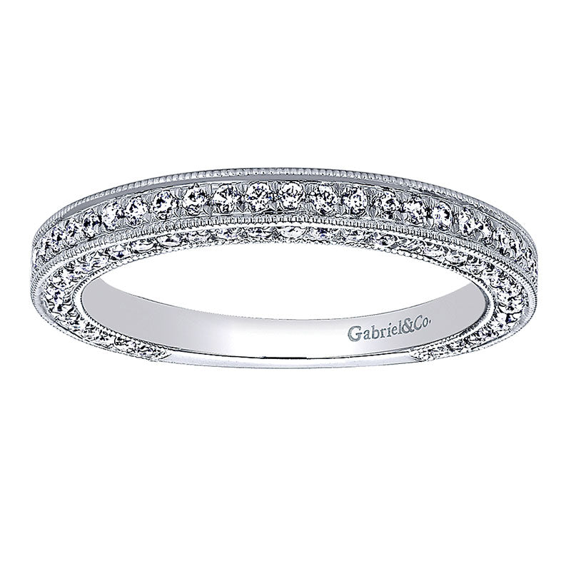 Wedding Band 14k White Gold Diamond Straight