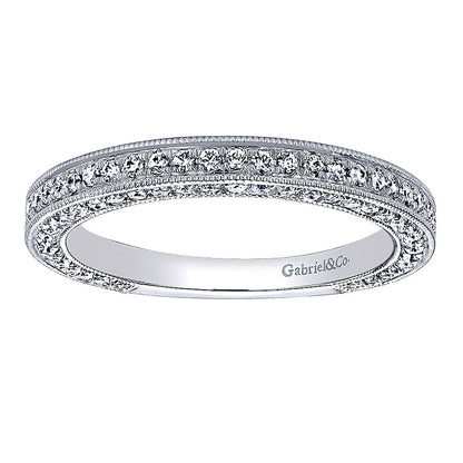 Wedding Band 14k White Gold Diamond Straight