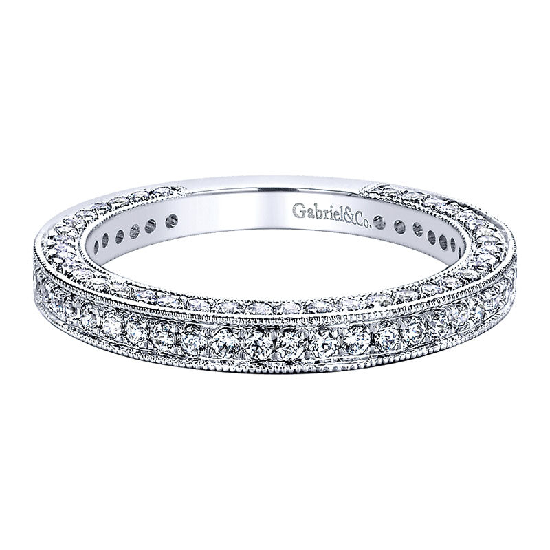 Wedding Band 14k White Gold Diamond Straight
