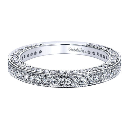 Wedding Band 14k White Gold Diamond Straight