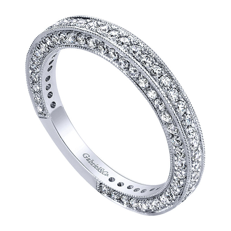 Wedding Band 14k White Gold Diamond Straight