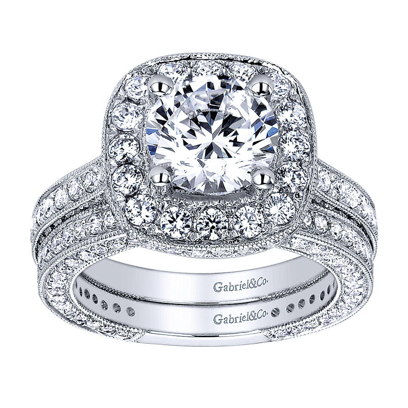 Wedding Band 14k White Gold Diamond Straight