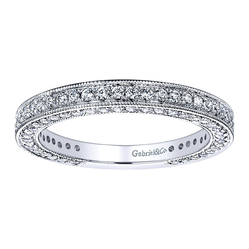 Wedding Band 14k White Gold Diamond Straight