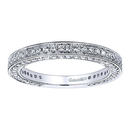 Wedding Band 14k White Gold Diamond Straight