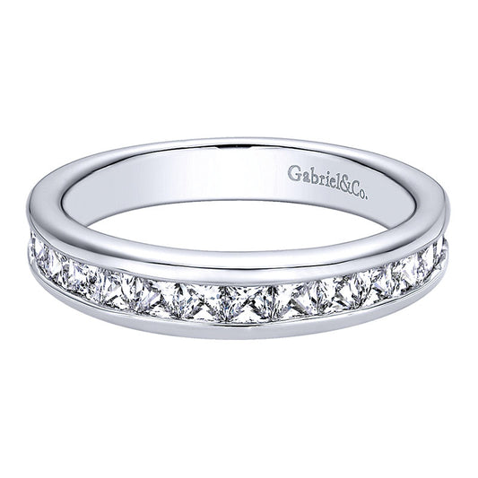 Wedding Band 14k White Gold Diamond Straight