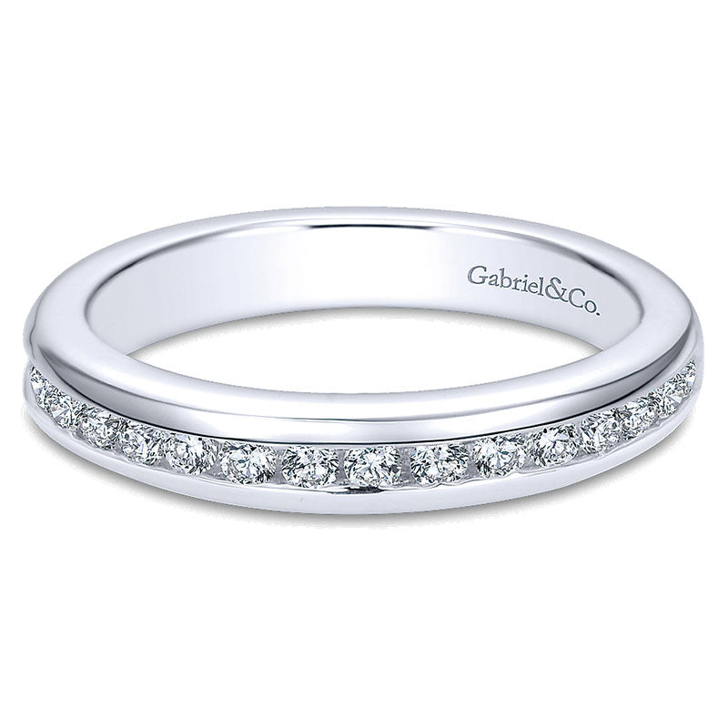 Wedding Band 14k White Gold Diamond Straight