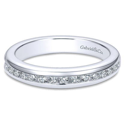 Wedding Band 14k White Gold Diamond Straight