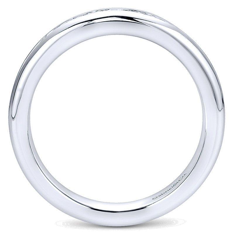 Wedding Band 14k White Gold Diamond Straight