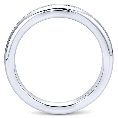 Wedding Band 14k White Gold Diamond Straight