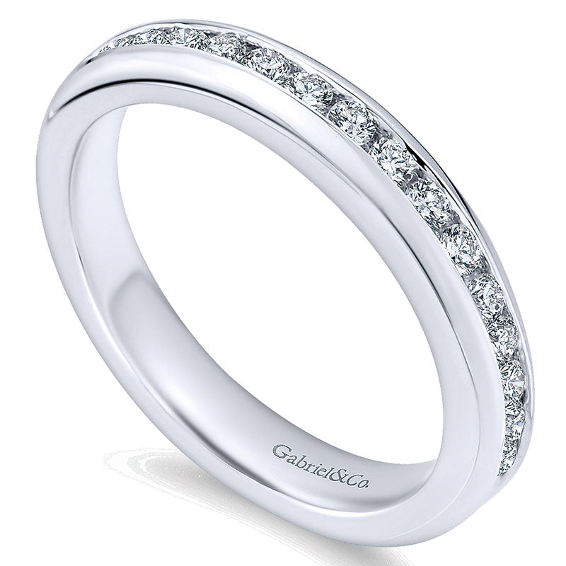 Wedding Band 14k White Gold Diamond Straight