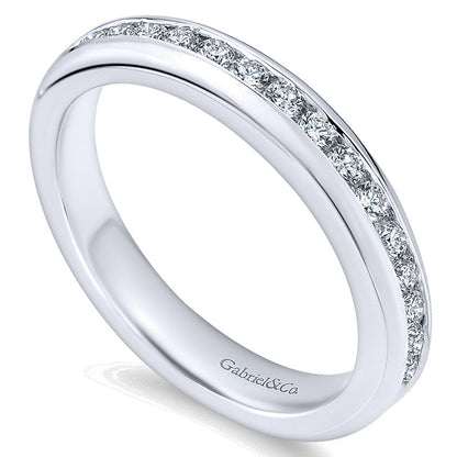 Wedding Band 14k White Gold Diamond Straight