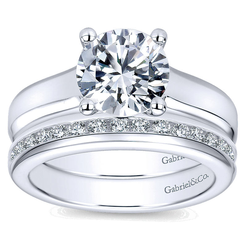 Wedding Band 14k White Gold Diamond Straight