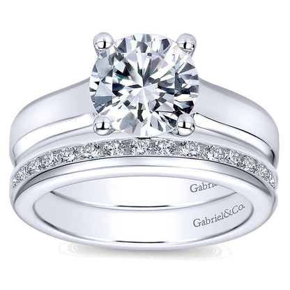 Wedding Band 14k White Gold Diamond Straight