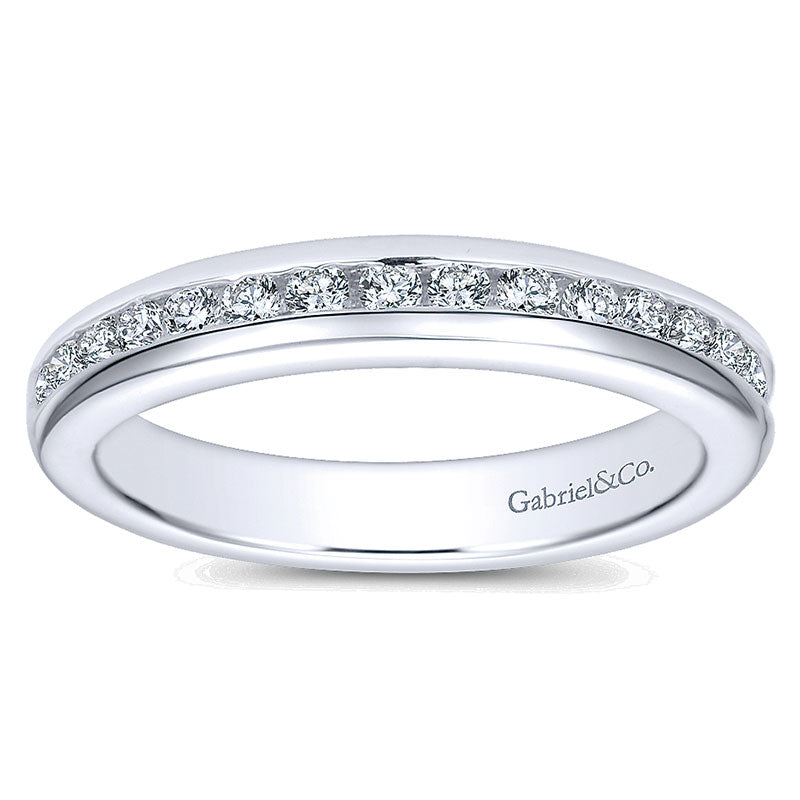 Wedding Band 14k White Gold Diamond Straight