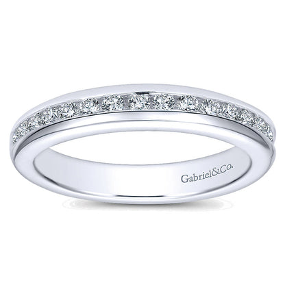 Wedding Band 14k White Gold Diamond Straight